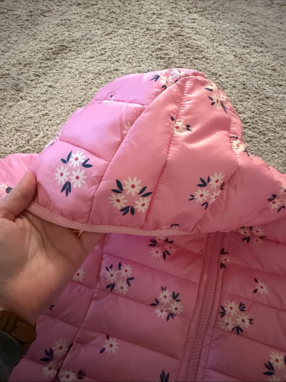 jumping beans Pink Floral Quilted Hooded Puffer Jacket
